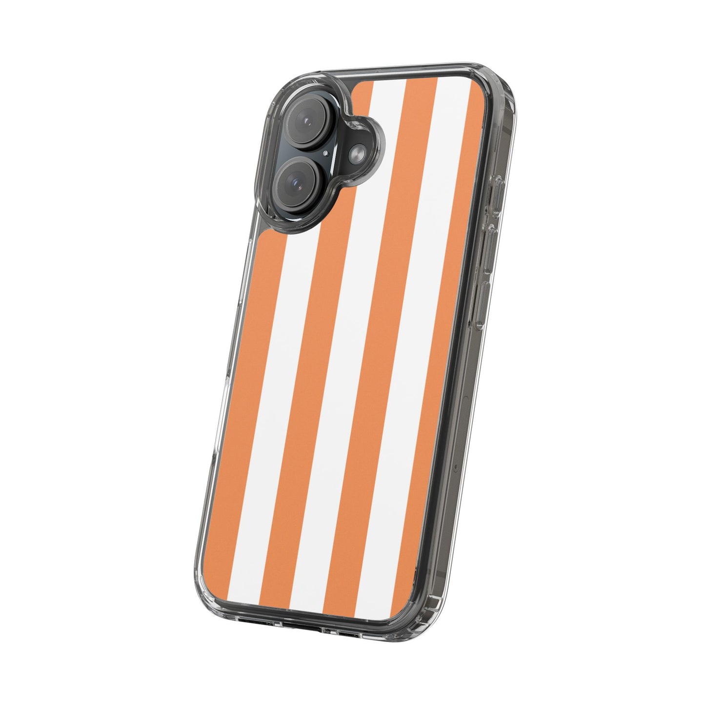"Orange Striped Clear Phone Case – Summer Vibes & Trendy Tech Gift"