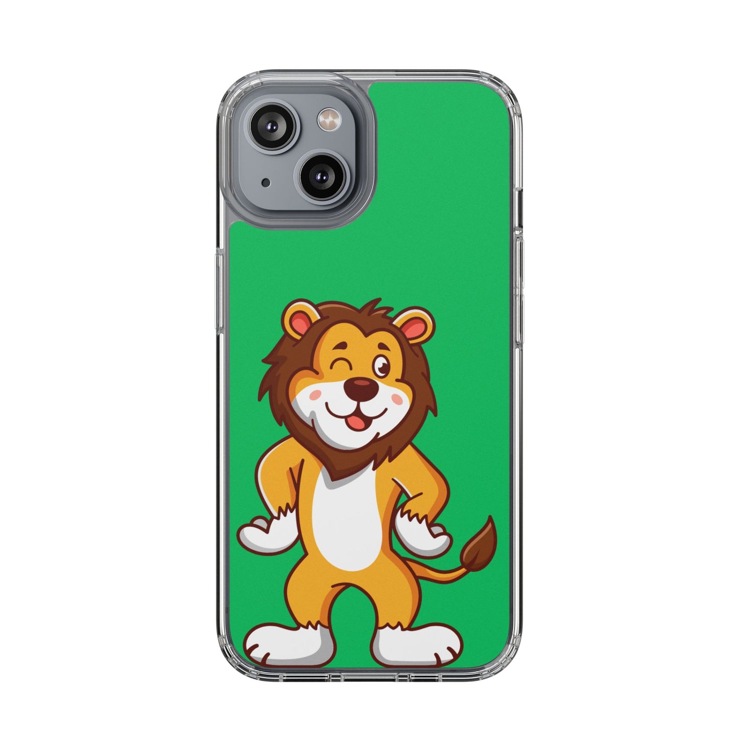 "Cute Lion Clear Phone Case – Fun Cartoon Tech Gift for Kids & Animal Lovers"
