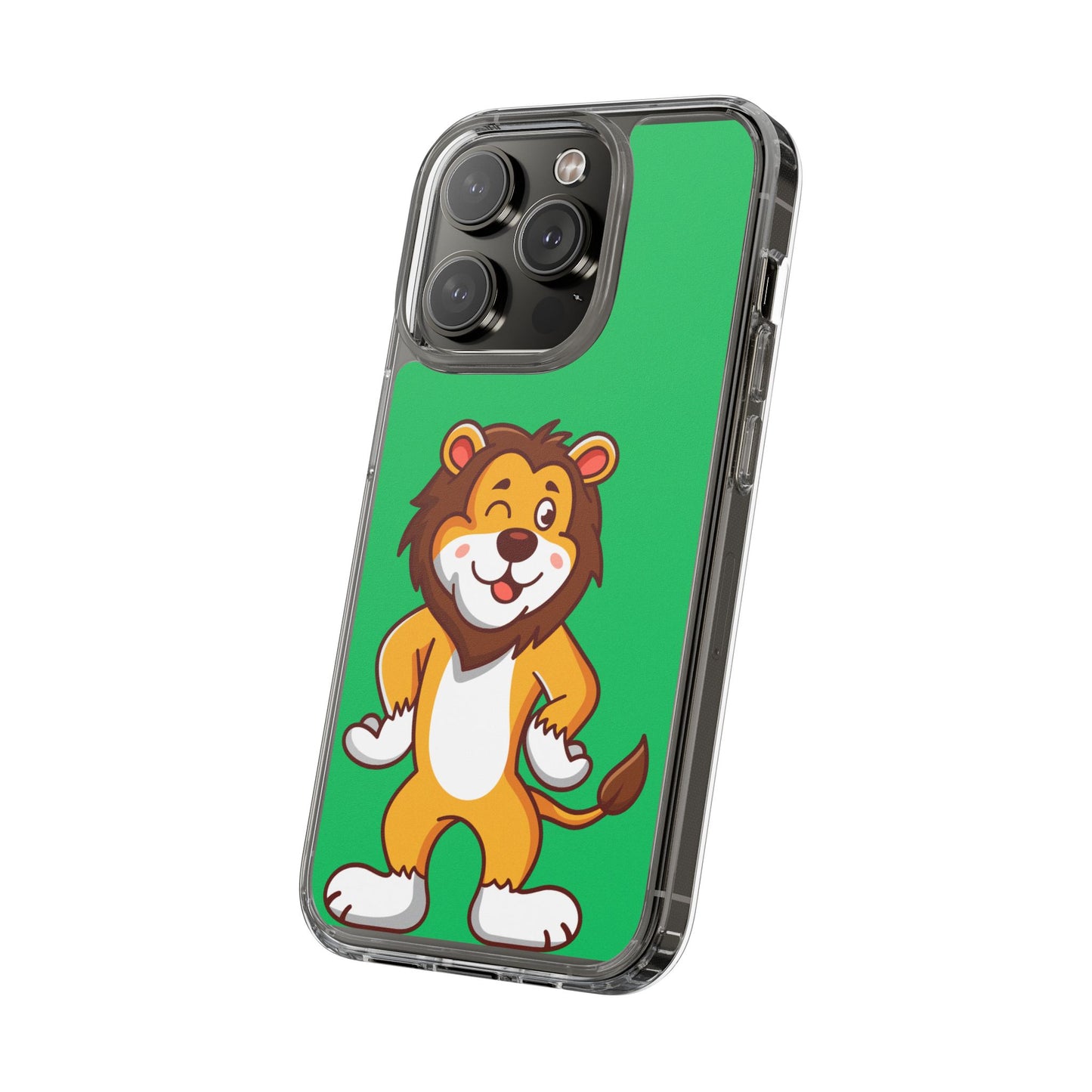 "Cute Lion Clear Phone Case – Fun Cartoon Tech Gift for Kids & Animal Lovers"