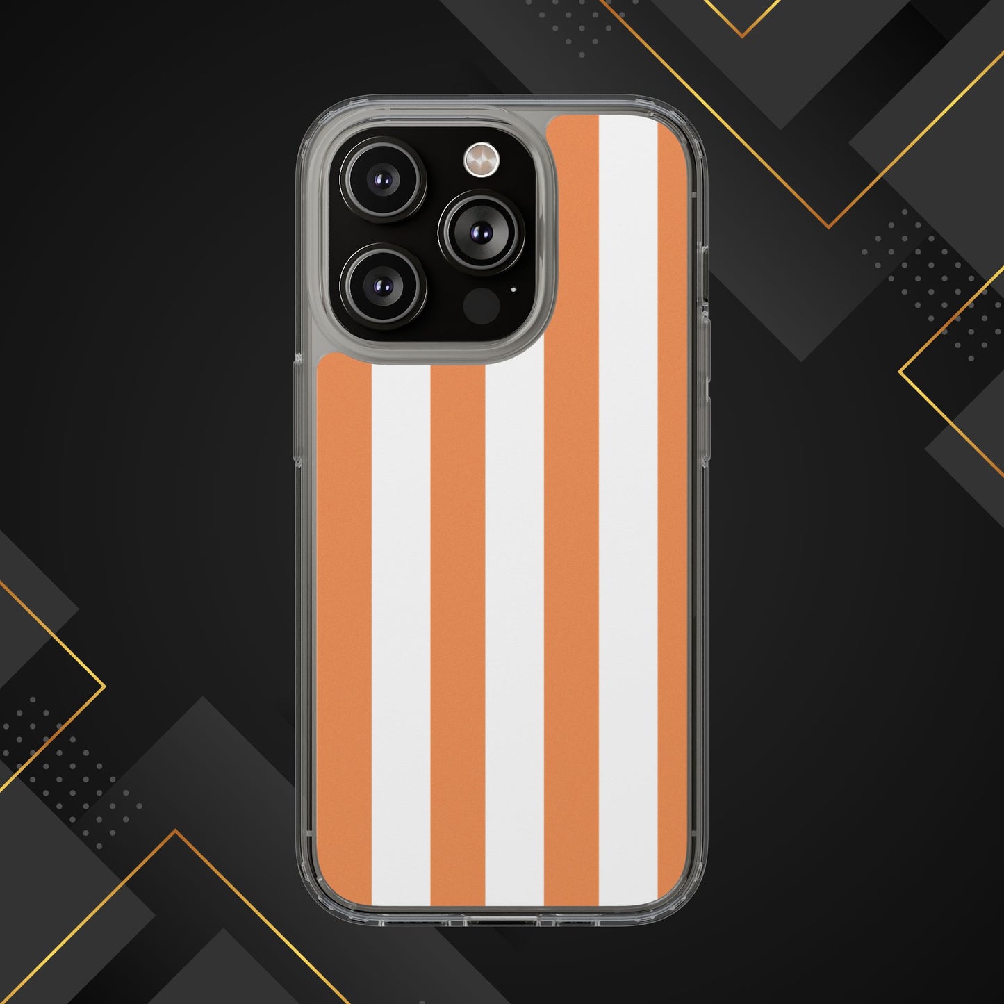 "Orange Striped Clear Phone Case – Summer Vibes & Trendy Tech Gift"